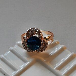 Brand New Adjustable Sky-Blue Yellow 10kt Gold Filled Ring